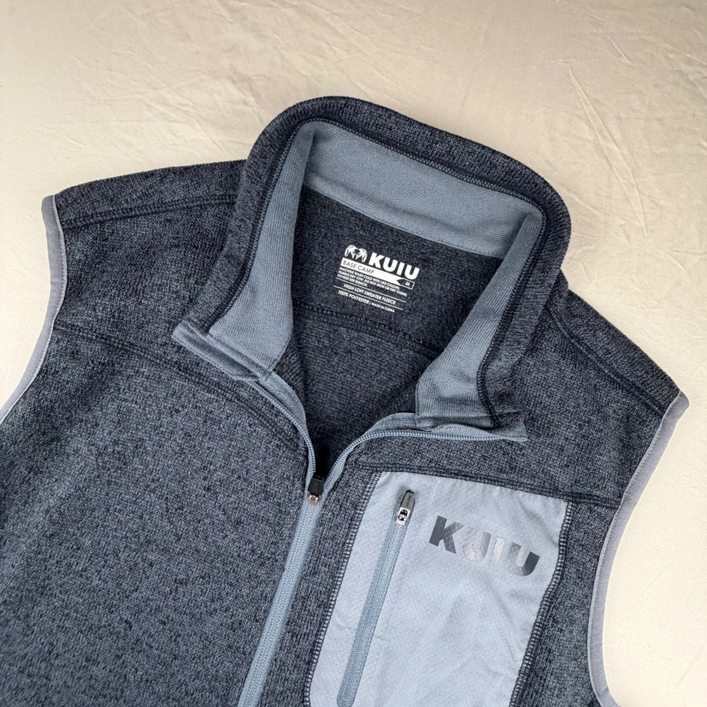 Kuiu Base Camp Sweater Fleece Vest Mens Medium Gray Full Zip Pockets 20025 0054